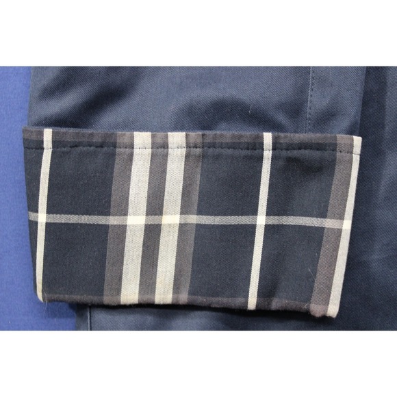 Burberry London Women Coat Carmen Trench Coat Size 12R Plaid Lining USA Navy - Picture 5 of 10
